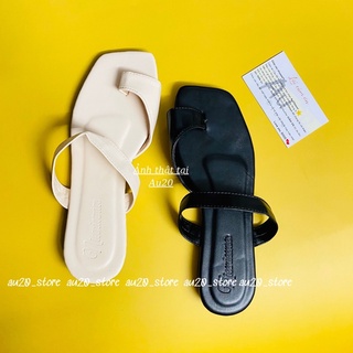 Dép Sandal Nữ Xỏ Ngón Cá Tính Basic Đế Bệt Hotrend Hè