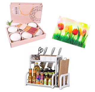 Combo 1 kệ gia vị kèm giá để thớt+ 1 bộ bát Nhật cao cấp + 1 thớt cường lực 3D chất lượng miễn chê