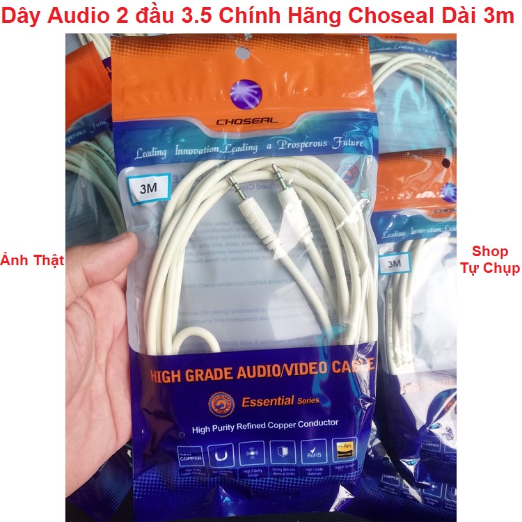 Dây Audio 2 Đầu 3.5, Jack Cao Cấp Chính Hãng Choseal, Chuyên Dùng Lấy Nhạc Cho Soundcard H9 - K10 - Micro C7 - Mic C11