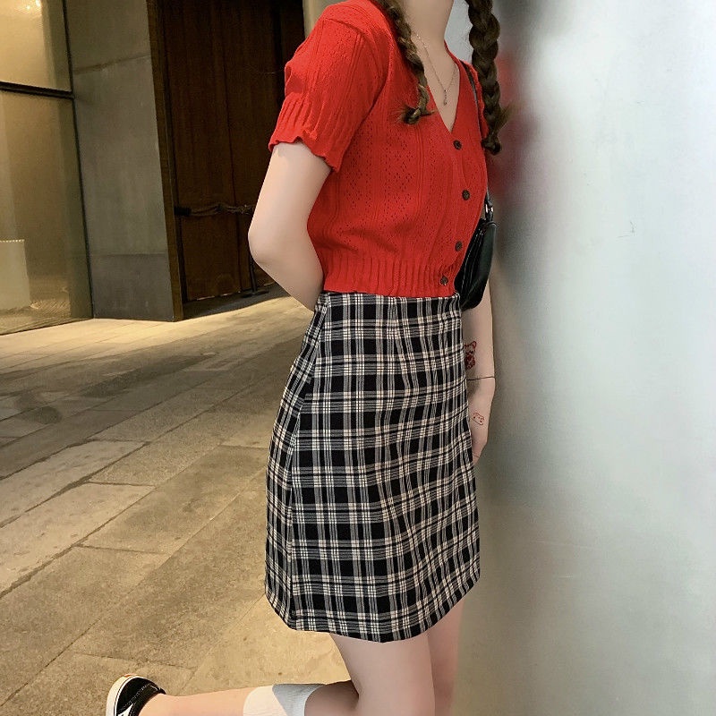 Chân Váy Chữ A Lưng Cao Họa Tiết Kẻ Sọc Thời Trang Hàn Quốc Size s-3XL sc3573