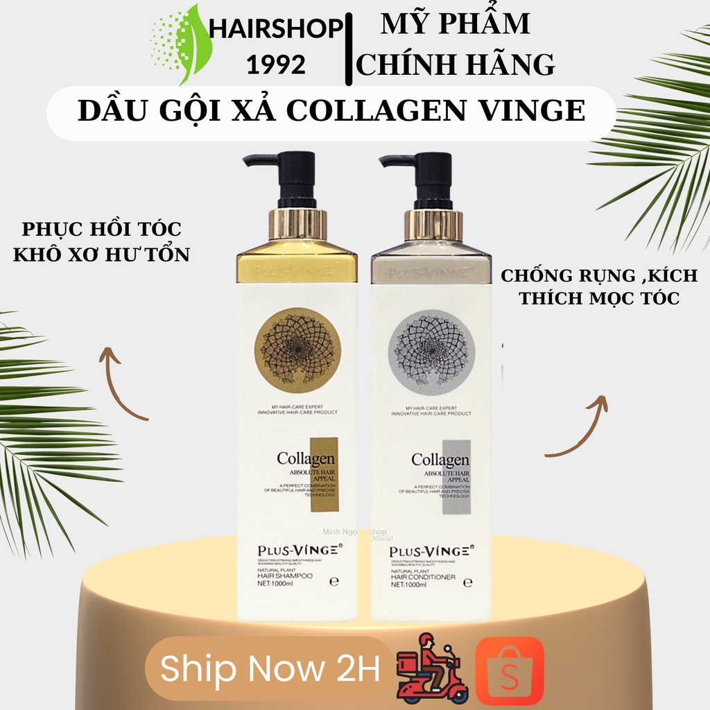 Cặp dầu gội xả Collagen Vinge 1000ML giảm rụng tóc, kích mọc tóc, phục hồi tóc hư tổn hương thơm nước hoa #1