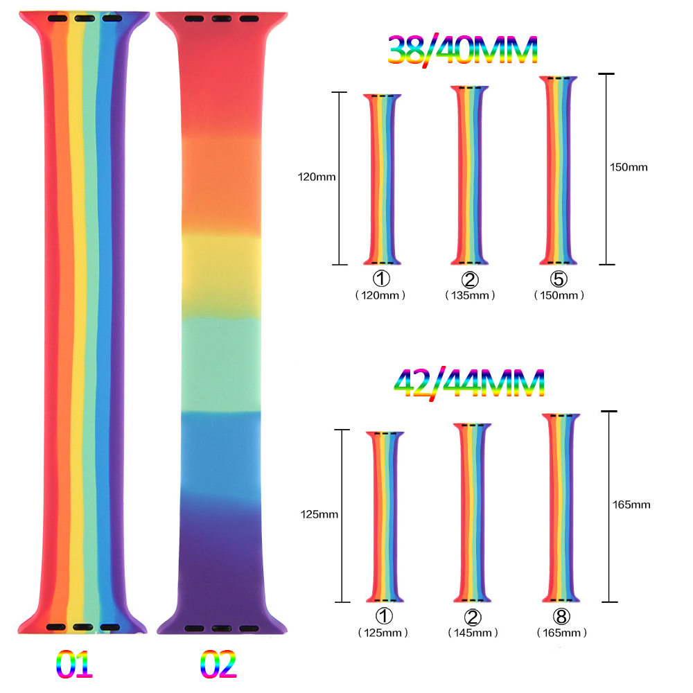 Dây Đồng Hồ Cầu Vồng Bằng Silicone 38mm 40mm 42mm 44mm