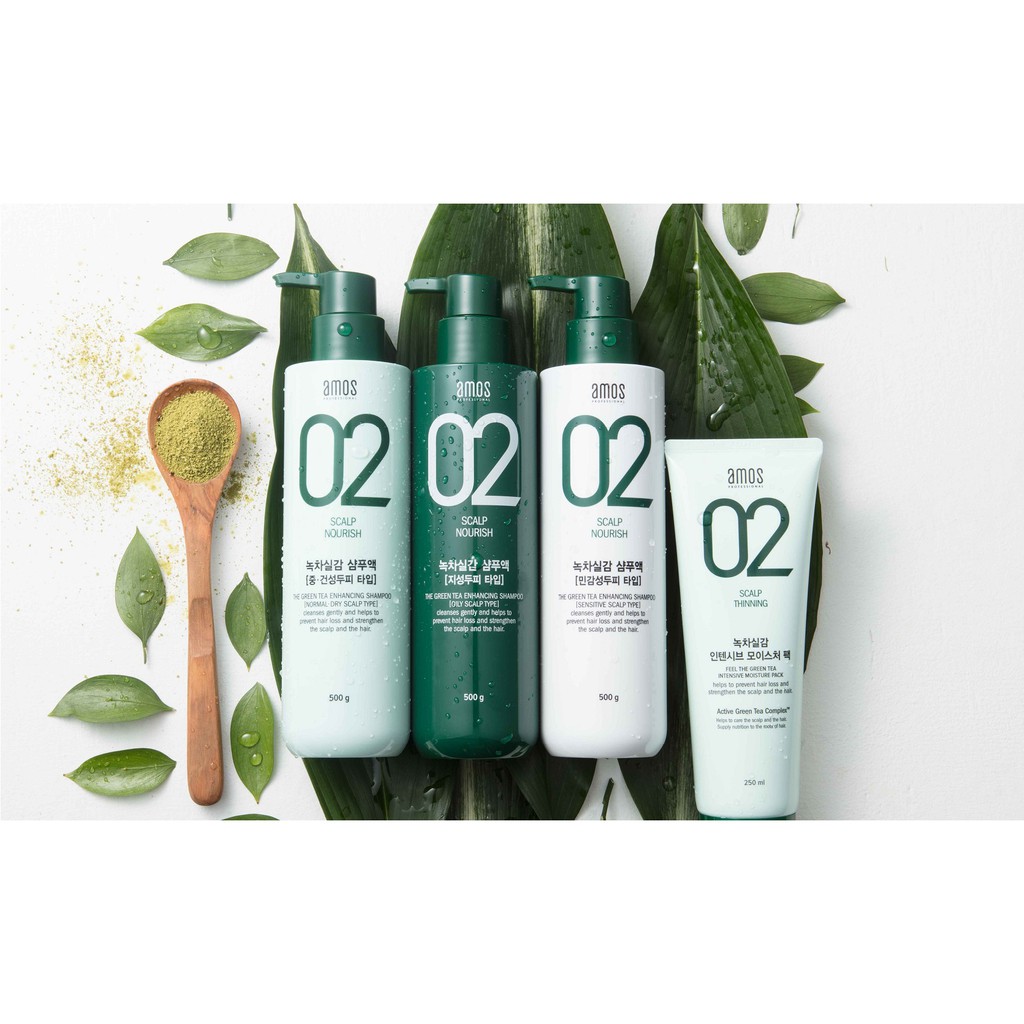 Dưỡng ủ tóc AMOS PROFESSIONAL 250ml 02 FEEL THE GREEN TEA MOISTURE PACK