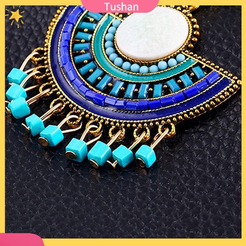 Khuyên tai tua rua đính hạt phong cách Bohemian