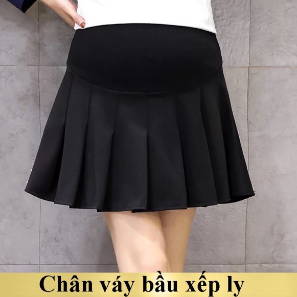 Chân váy bầu xếp ly umi -hàn cao cấp (kèm ảnh khách mặc) - 𝐕𝟒𝟎