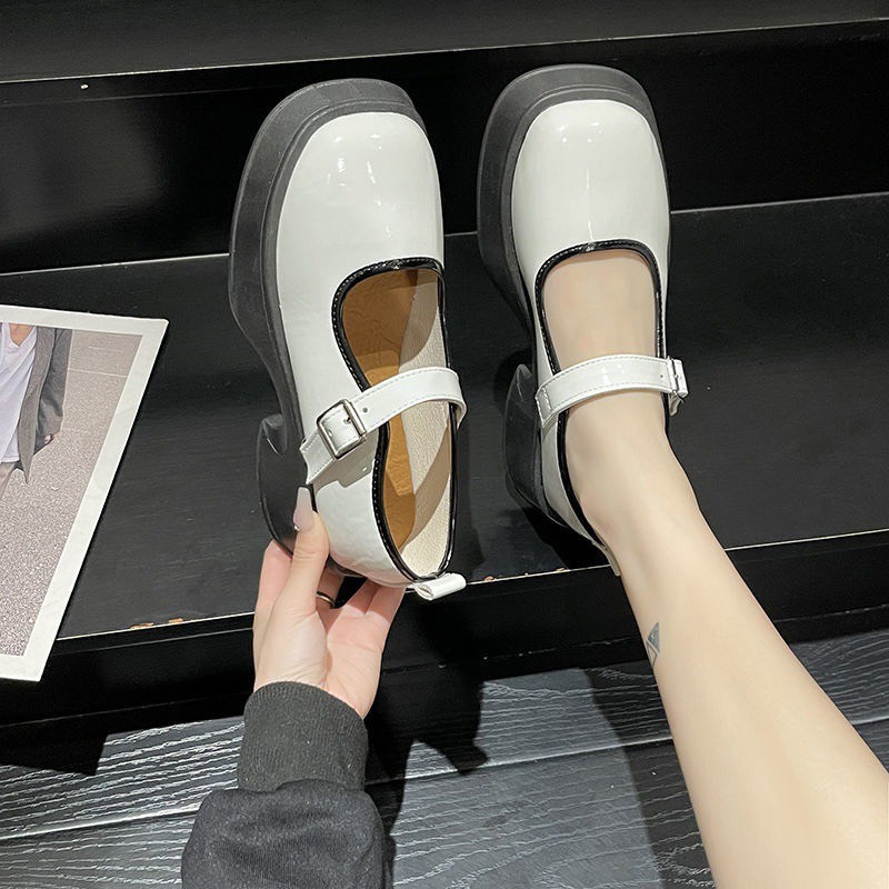 Giàyoxford nữ dáng lolita đốc thời trang da bóng đế xuồng 5 cm quai cài Mixu