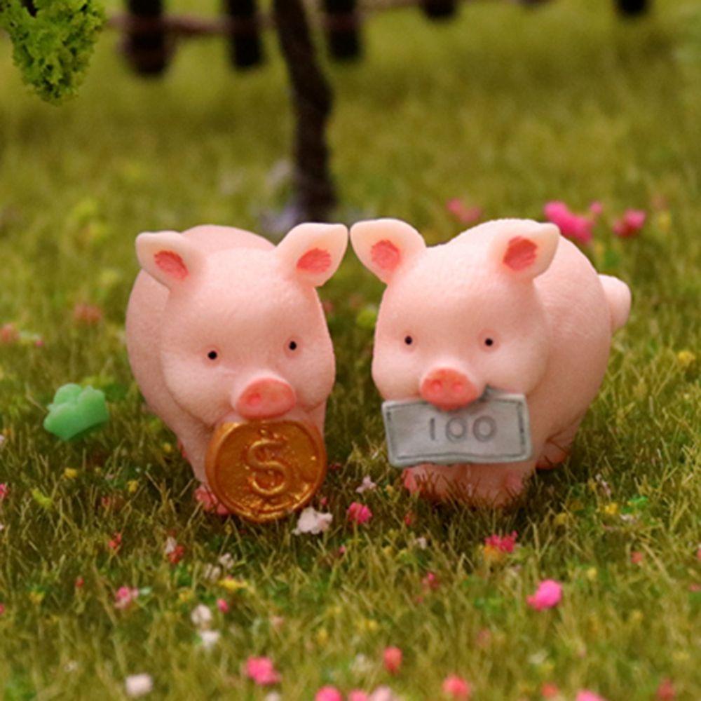 Mô Hình Heo Hoạt Hình Mini Bằng Nhựa Resin DIY Trang Trí Giáng Sinh