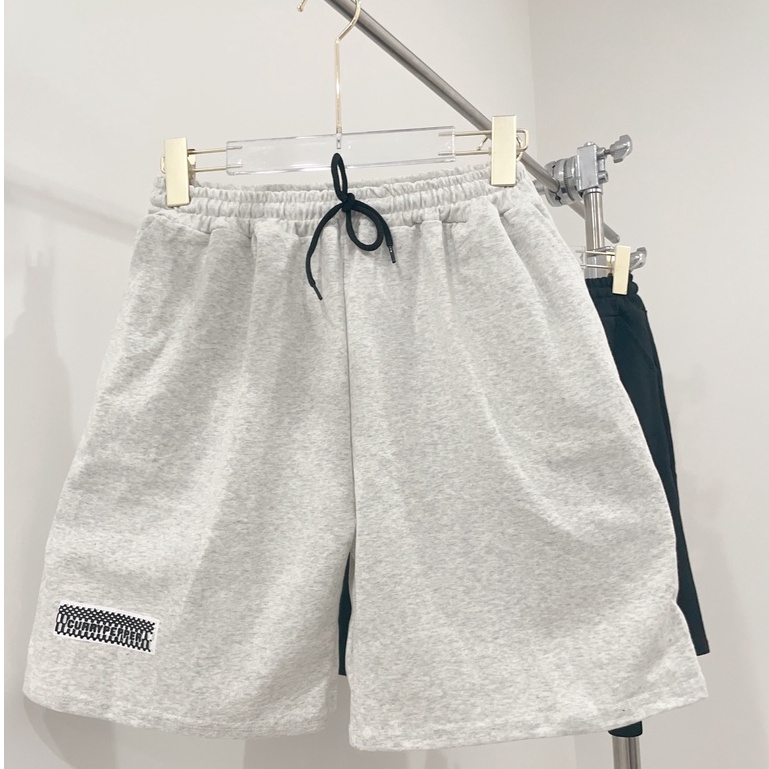 Quần short unisex form rộng CURIPER nam nữ hai màu đen xám chất nỉ cotton phong cách Ulzzang