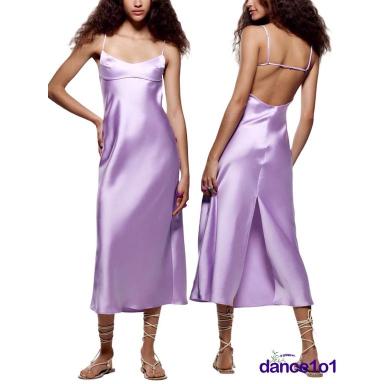 Đầm Khiêu Vũ1O1 Cổ Chữ V Không Tay Màu Trơn Cho Nữ