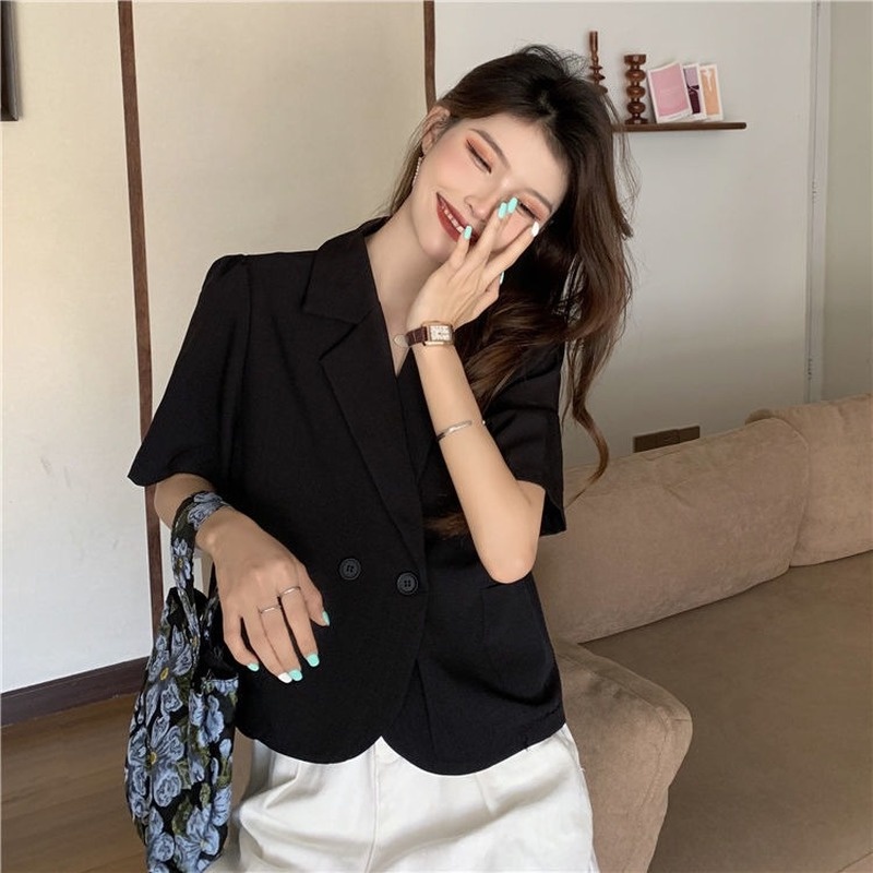 Áo Khoác Vest Mỏng Tay Ngắn Phong Cách Hàn Quốc Thời Trang Mùa Hè Mới Cho Nữ