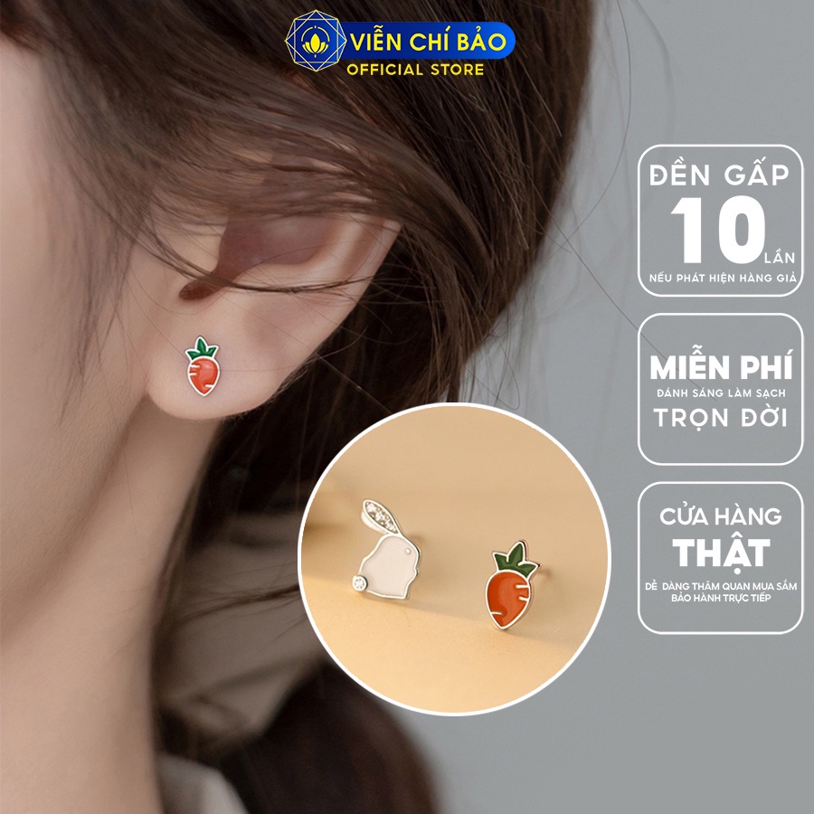 Bông tai bạc nữ thỏ cà rốt dễ thương chất liệu bạc 925 thời trang phụ kiện trang sức nữ Viễn Chí Bảo B400473