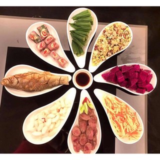 BỘ ĐĨA SỨ TRẮNG 8 CÁNH 🍝ĐỘC ĐÁO - SANG TRỌNG 🍝GỐM SỨ BÁT TRÀNG - BÁT ĐĨA ĐẸP - CƠM CANH NGON - CẢ NHÀ VUI