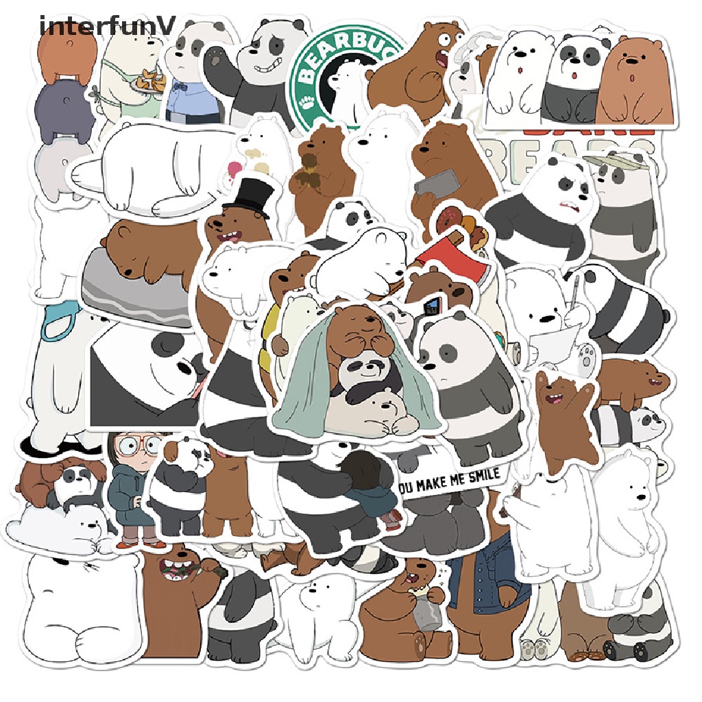 Set 50 Miếng Dán Hình Gấu Graffiti Vui Nhộn Trang Trí Laptop / Guitar / Ván Trượt / Hành Lý
