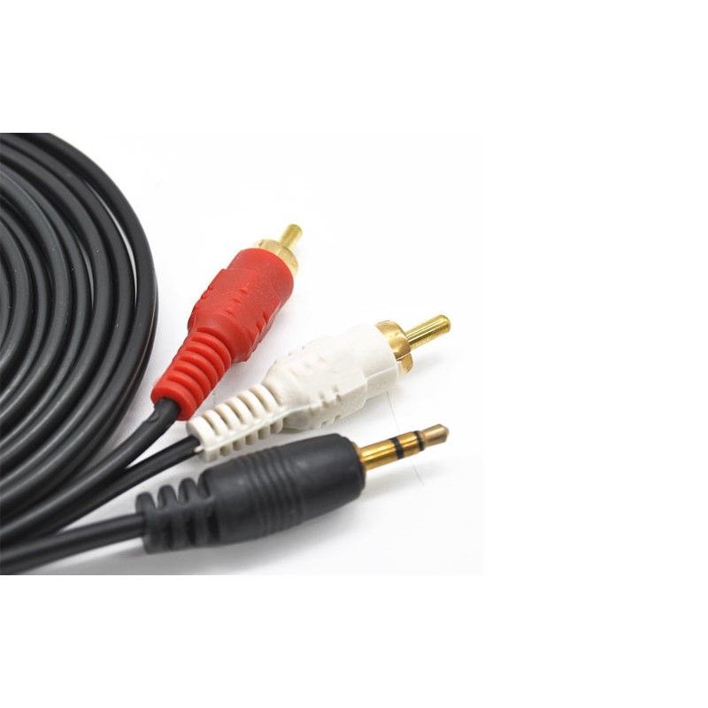 Dây loa âm thanh 2 đầu tròn 3.5mm, dài 1,7M cao cấp. Dây loa 1 đầu 3.5 ra 2 AV dài 1.5m.