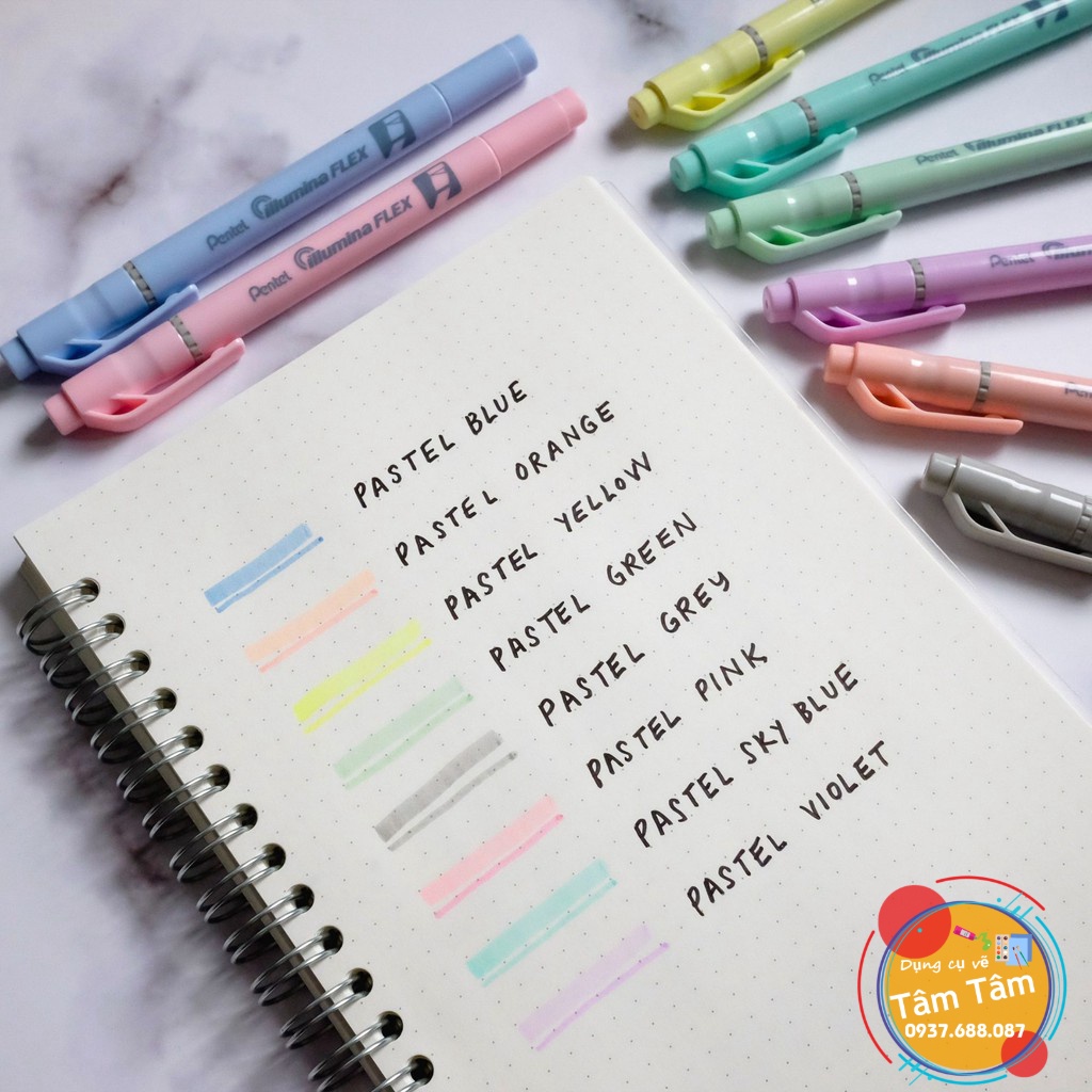 [ TÂM TÂM ]-Bút Dạ Quang 2 Đầu Pentel Màu Pastel/ Pentel Pastel Highlighter -