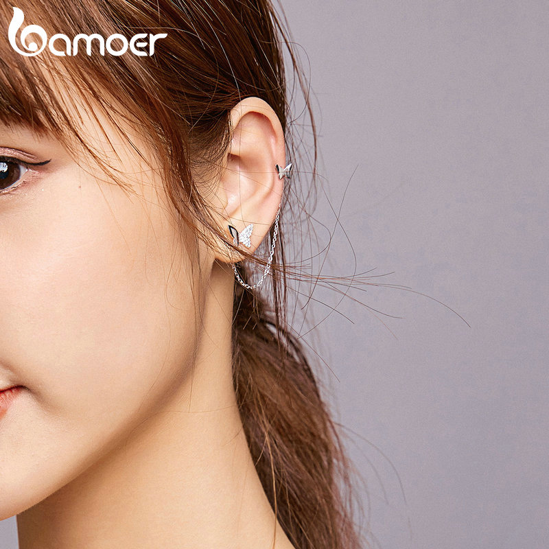 1 Bông Tai Bamoer bạc 925 Hình Bướm Bay Thời Trang Cho Nữ SCE913