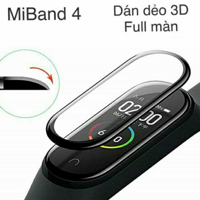 Miếng Dán Mi band 4 / miband 4 3D full màn- Chịu Lực - Chống Trầy Xước Tuyệt
