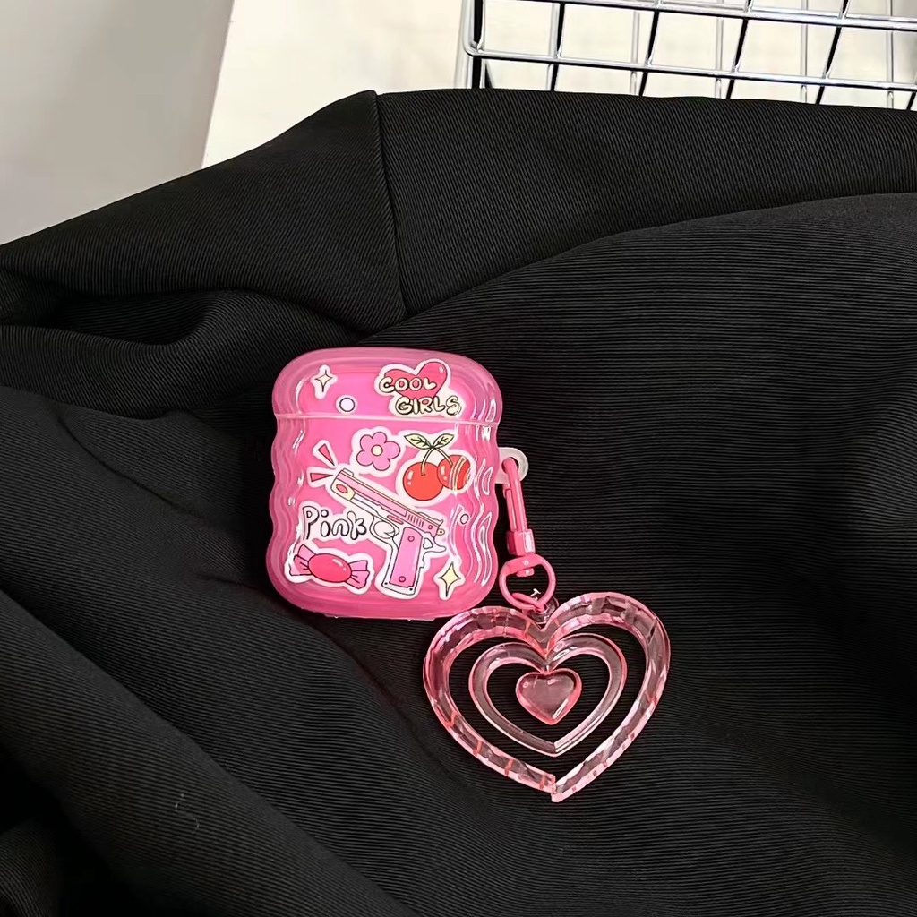 Vỏ Bảo Vệ Hộp Sạc Tai Nghe Bluetooth airpods 1 2 3 pro Bằng tpu Mềm Gắn Móc Khóa Hình Trái Tim Dễ Thương