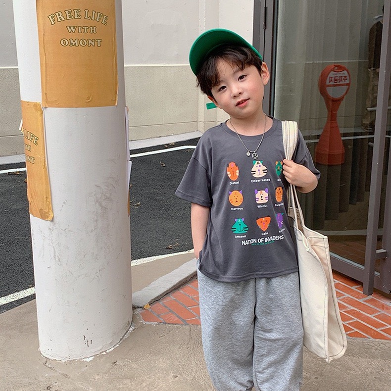 Áo thun cộc tay hình hổ cho bé trai 2-8 tuổi - Quần áo mùa hè trẻ em của Trebibi (có clip, ảnh thật)