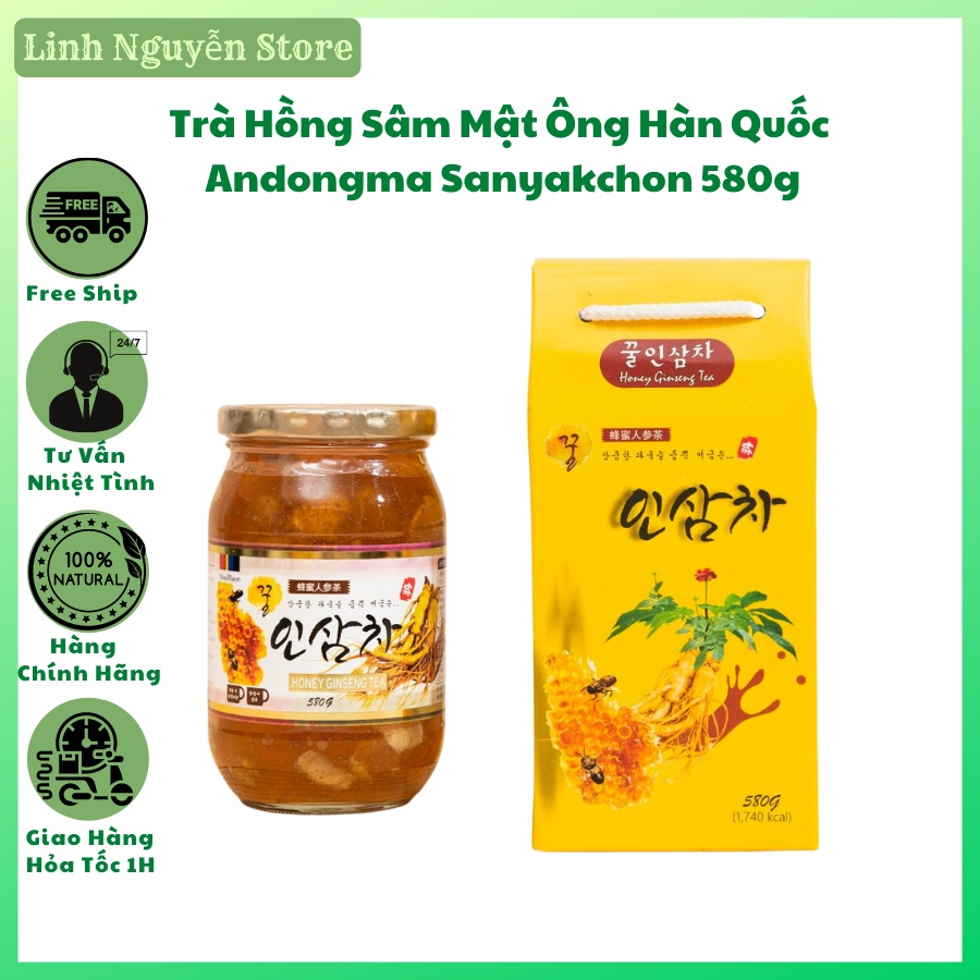 Trà Hồng Sâm Mật Ong Hàn Quốc ANDONGMA - Sanyakchon honey Red Ginseng Tea 580g