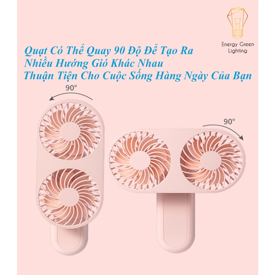 Quạt Mini Cầm Tay Energy Green Lighting RPH-F10 7 Cánh Hình Cây Kem - 2 Lồng Quạt - 3 Tốc Độ gió
