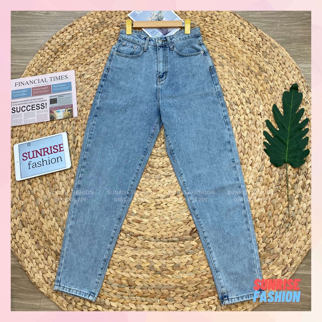 Quần jean baggy nữ lưng cao tôn dáng, quần bò baggy nữ cạp cao Sunrise Fashion S512