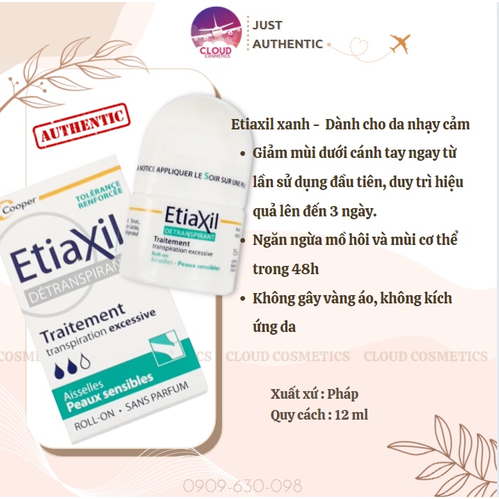 Lăn khử mùi etiaxil ,khử mùi cơ thể hiệu quả 72h [Pháp 12ml]