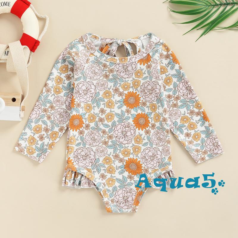 Bộ Đồ Bơi Một Mảnh Tay Dài Cổ Tròn In Hình Trái Tim/Hoa Màu Trắng/Đỏ/Cam Dành Cho Nữ