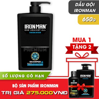 Dầu gội nước hoa nam Ironman Encounter 650g + Sữa tắm nước hoa nam Ironman Encounter 650g + Dung dịch vệ sinh nam 120g