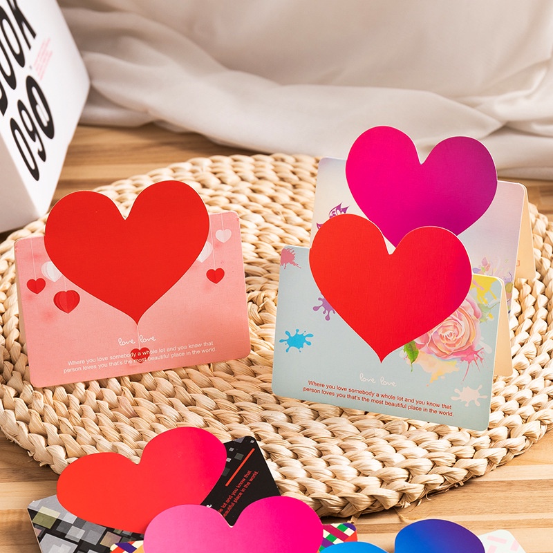 Thiệp 3D Hình Trái Tim Hoa Trang Trí Bánh Kem Ngày Lễ Tình Nhân