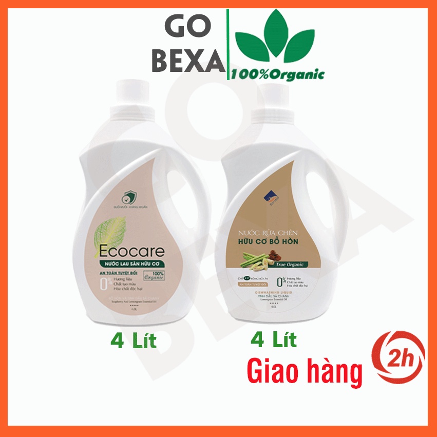 Combo nước rửa chén Ecocare 4 Lít, lau sàn Ecocare 4 Lít, an toàn, tiết kiệm