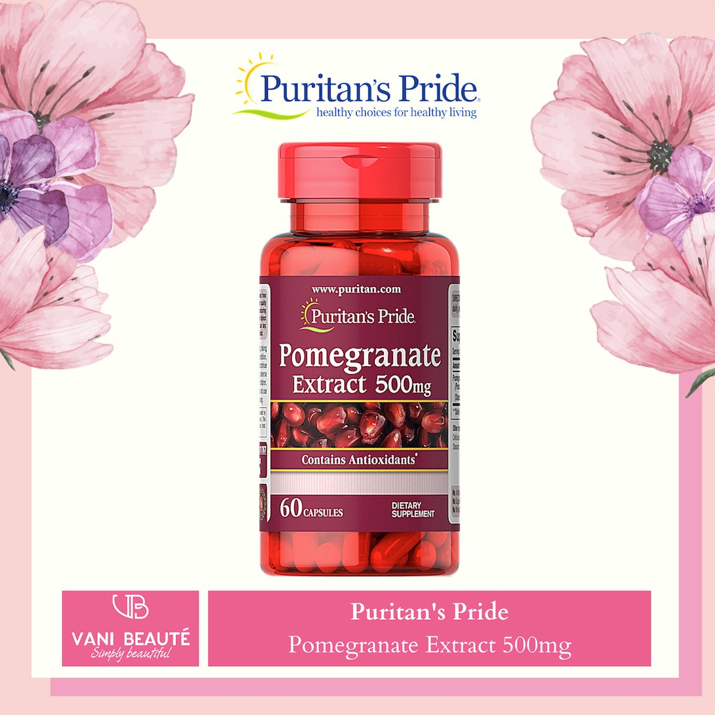 Viên chống nắng nội sinh chiết suất lựu Puritan's Pride Pomegranate Extract 500mg 60 viên