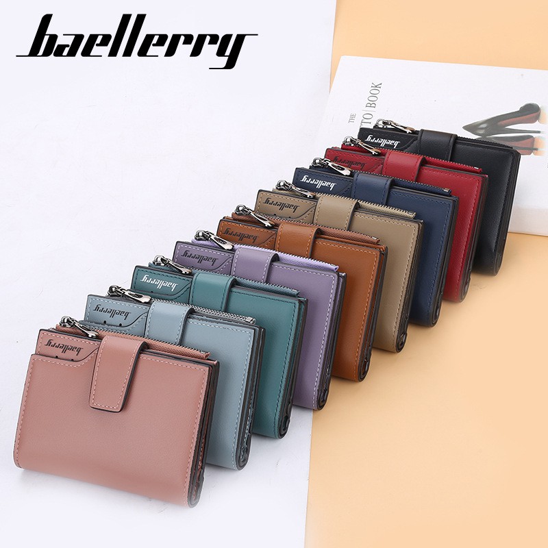 Baellerry Ví Ngắn Đựng Thẻ Có Khóa Kéo Thời Trang Hàn Quốc Cho Nữ