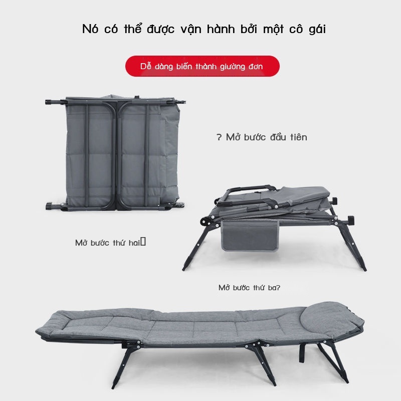 Giường Gấp 、Giường xếp văn phòng , khung thép chắc chắn, đệm êm kèm gối đầu - Bảo hành 12 tháng