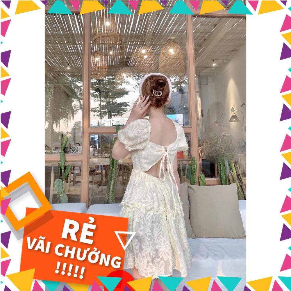 [SALE_SỐC_45%] VÁY ĐẸP HÈ 2021 - VÁY CỔ VUÔNG HỞ LƯNG - COTTON VỎ LÔNG VŨ - MÀU XANH -[THIẾT KẾ] [HOT] | BigBuy360 - bigbuy360.vn