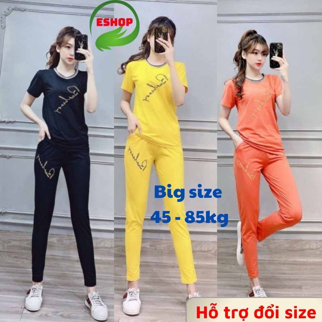 Đồ bộ nữ đồ mặc nhà Bigsize thun cotton trái tim quần dài co giãn Sét đồ bộ nữ dễ thương trung niên đẹp ESHOP DB08