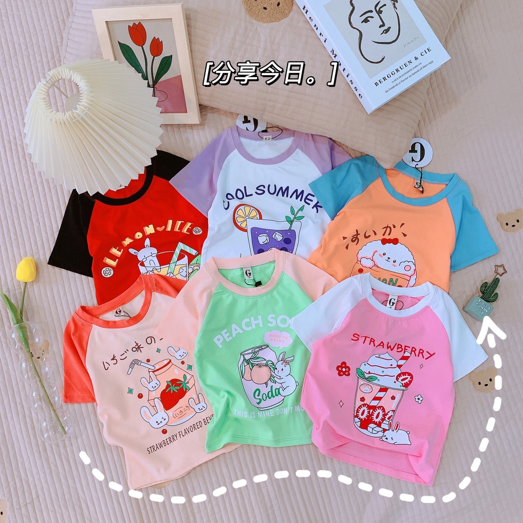 Áo thun bé gái tay phối thun cotton SG loại 1 form rộng siêu dễ thương từ 09-28kg