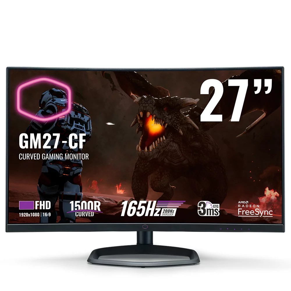 Màn hình Cooler Master GM27-CF (27 inch/FHD/VA/165Hz/3ms/300 nits/HDMI+DP/Loa/FreeSync)