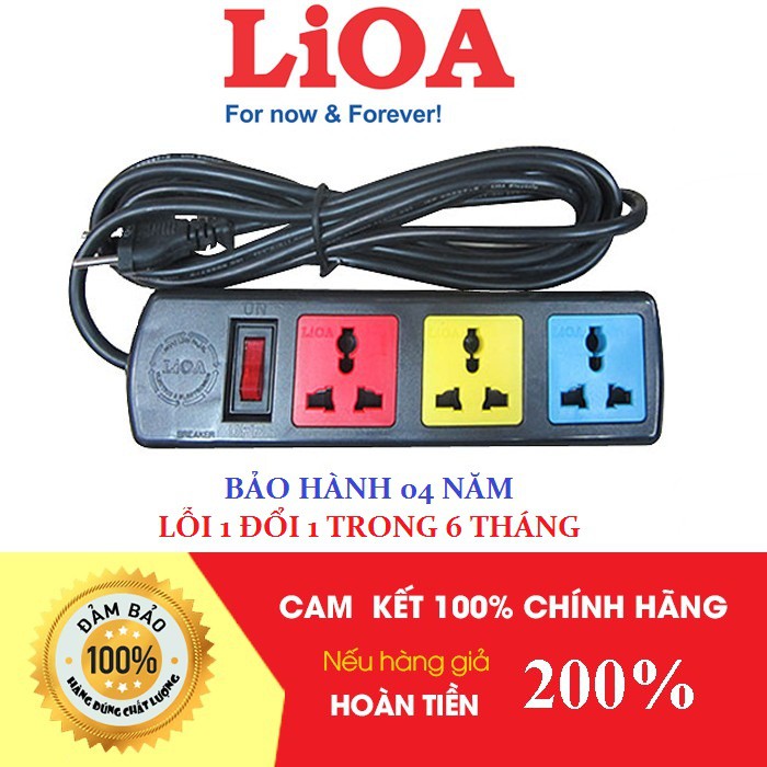 Ổ cắm điện LiOA đa năng 3 ổ cắm, 3 mét 3D32N