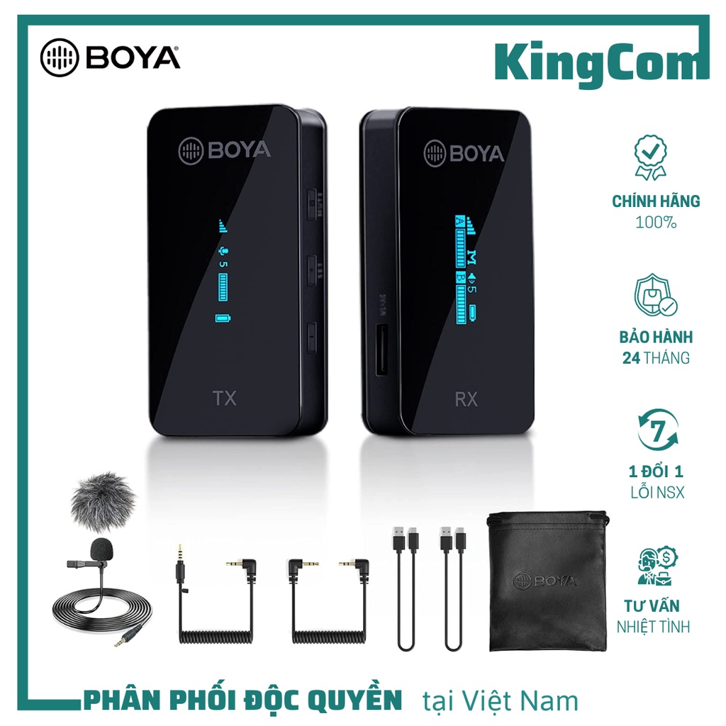 BOYA BY-XM6-S1&S2 - Micro Thu Âm Không Dây 2.4GHz Nhỏ Gọn Cho Máy Ảnh DSLR & Điện Thoại Android Cổng Thu 3.5mm