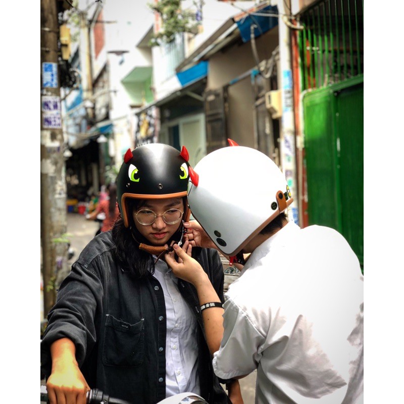 Mũ Cặp - Mũ bảo hiểm 3 4 cặp phượt dễ thương  - Hàng chuẩn độc - An toàn trên mọi nẻo đường