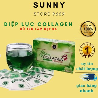 Diệp lục collagen green colagen hỗ trợ làm đẹp da giảm thâm nám mờ tàn nhang bổ sung vitamin khoáng chất từ rau xanh