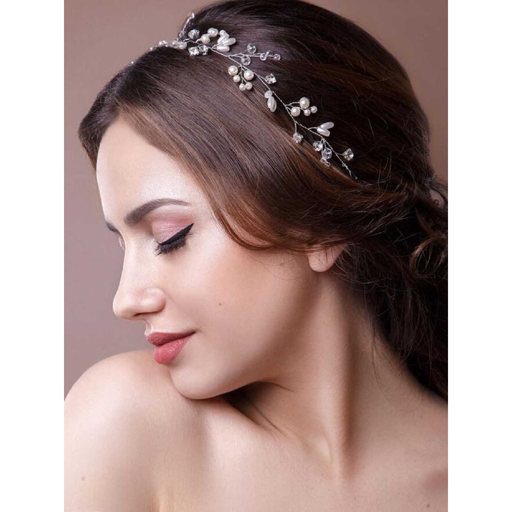 Trâm cài tóc đính đá và ngọc trai nhân tạo sang trọng dành cho cô dâu