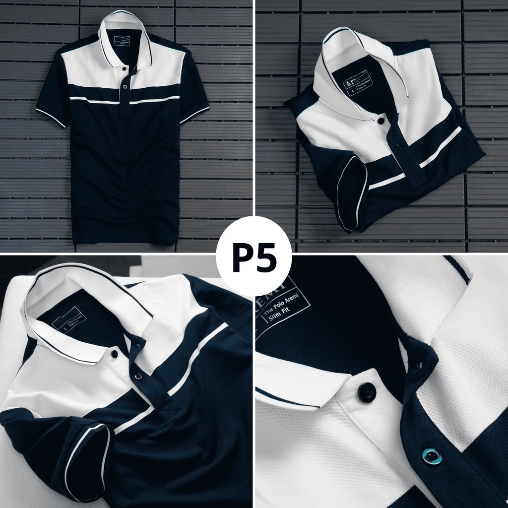 Áo POLO NAM xanh than phối kẻ thun trơn cổ bẻ co dãn 4 chiều, form chuẩn, full size