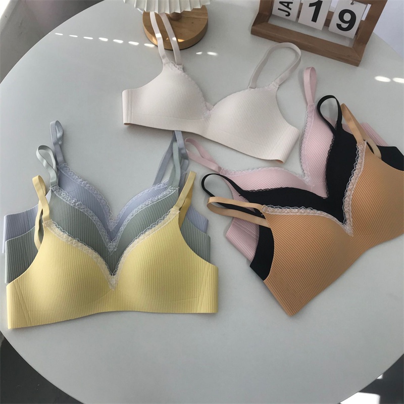 Áo Lót Mềm Mỏng Không Đường May Kẻ Sọc Có Đệm Nâng Ngực Size 32-38AB Dành Cho Bạn Nữ