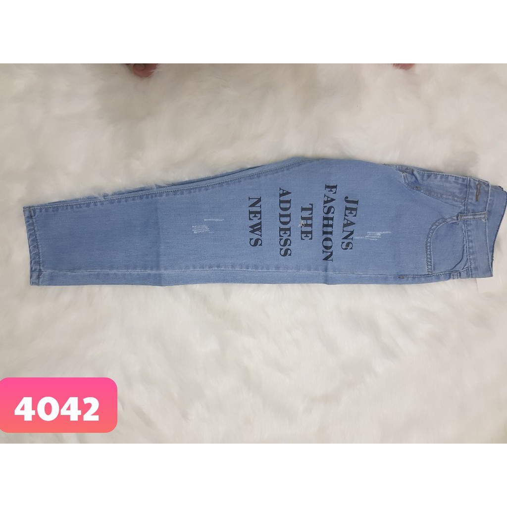 Quần Baggy Jean Nữ Trơn Phối Chữ (Hình Thật) MS 4042 | BigBuy360 - bigbuy360.vn