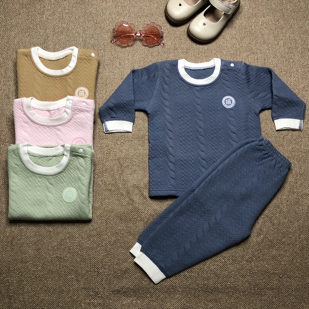 Bộ quần áo trẻ em, quần áo bé trai , bé gái dài tay chất liệu cotton trần bông, khuy cài vai cho bé từ 7-16kg.