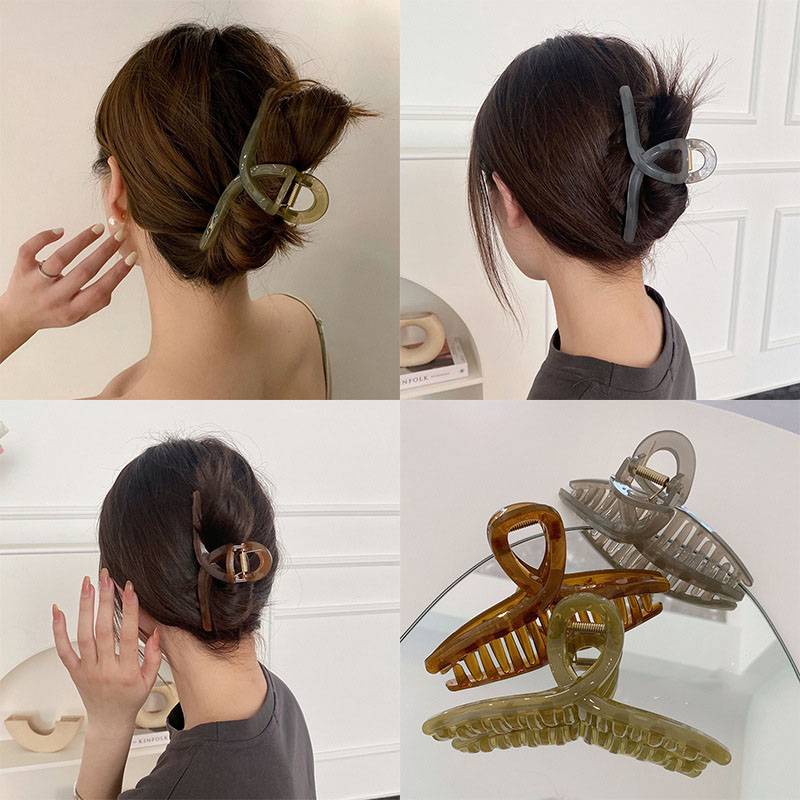 Kẹp tóc dạng thạch màu sắc đơn giản phong cách Hàn Quốc cổ điển thời trang cho nữ