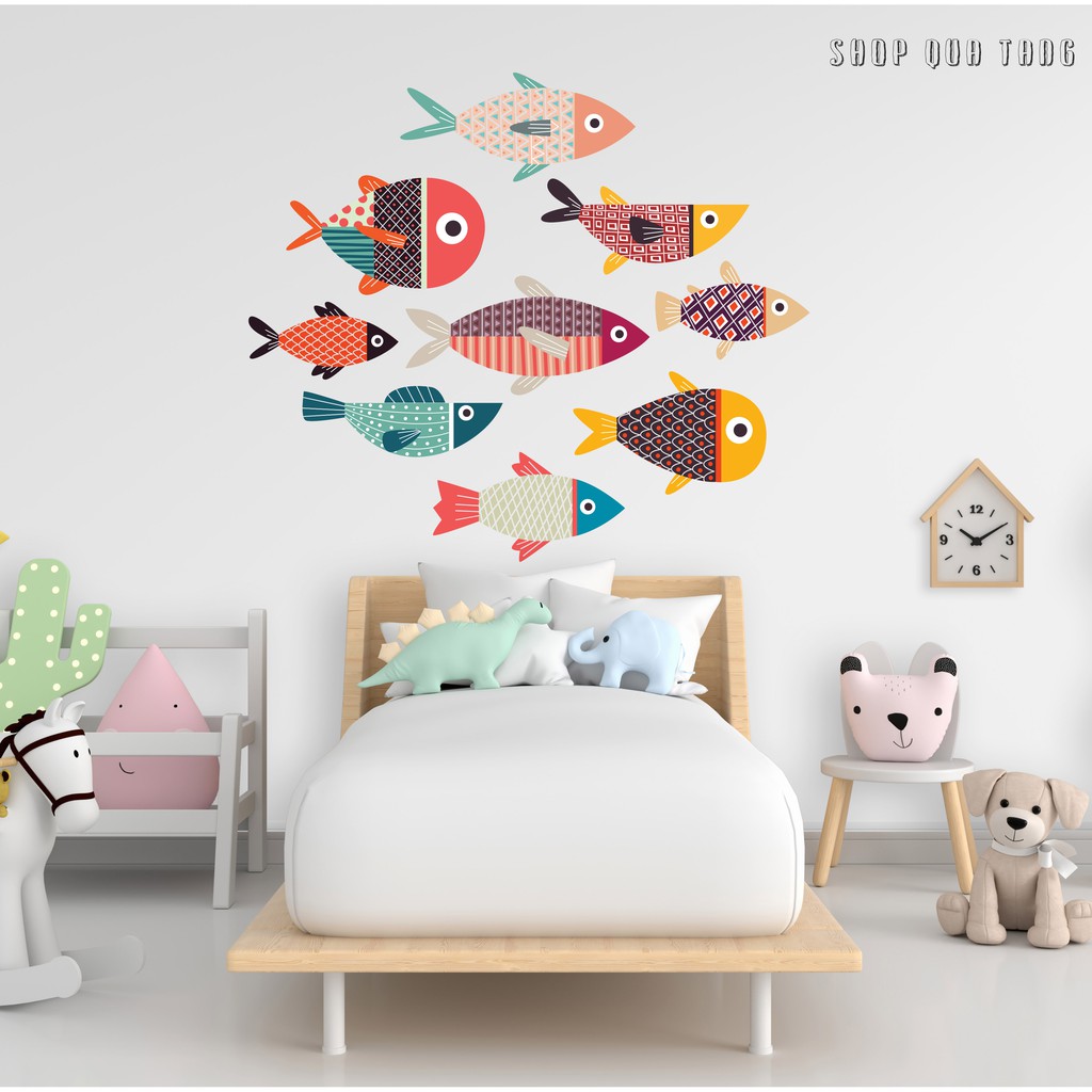 Cá gỗ Decor - Set cá biển 9 con, Cá gỗ trang trí nhà cửa