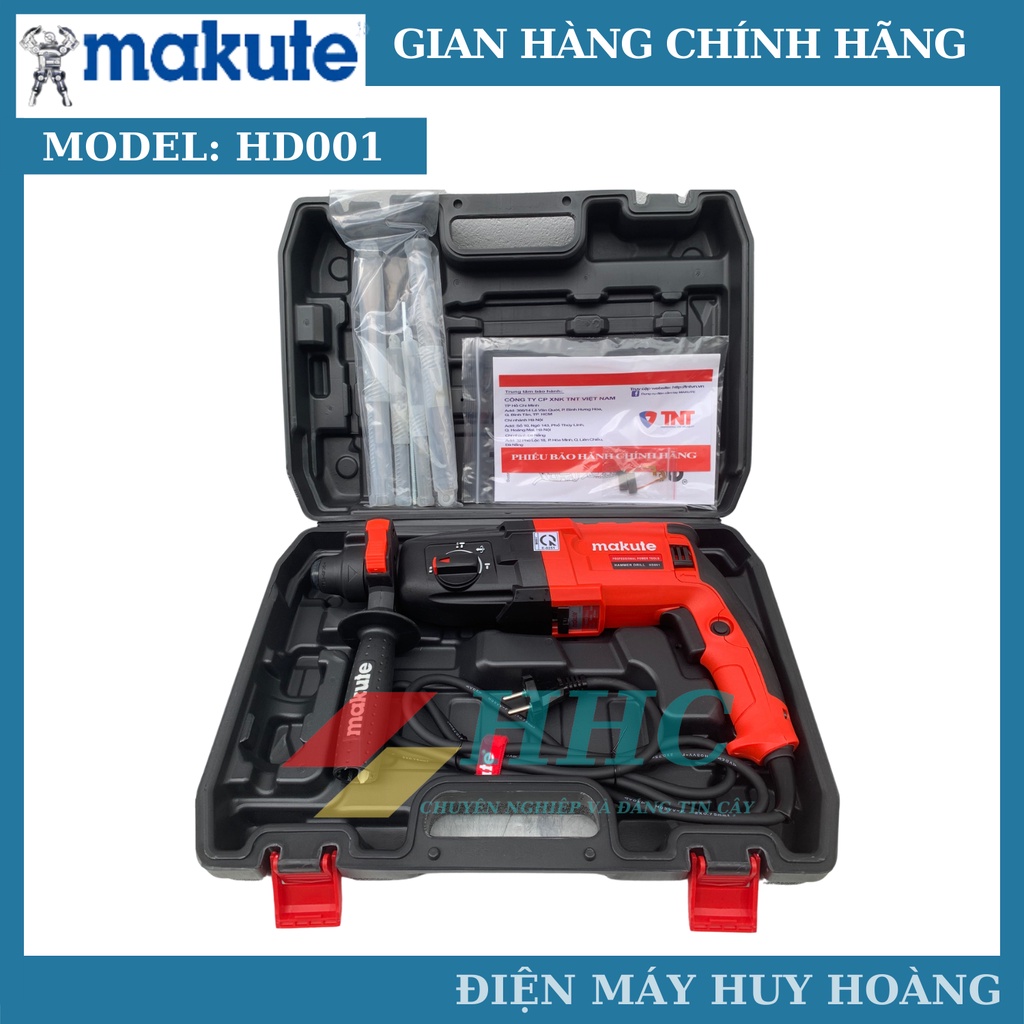 Máy khoan bê tông MAKUTE THƯƠNG HIỆU NHẬT - Máy khoan cầm tay chuyên dụng 3 chức năng Makute HD001